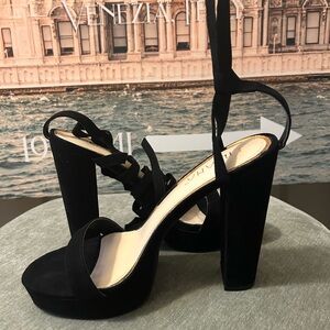 Black Tie Up/Wrap Up Platform Heels